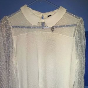 Adrianna Papell Solid Swiss Dot Sleeve Blouse